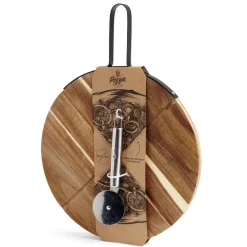 Préparation Culinaire<Gifi Plateau à pizza en bois avec roulette en acier