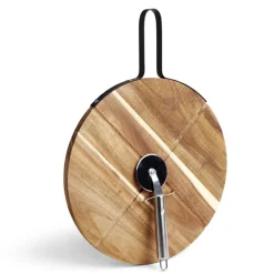 Préparation Culinaire<Gifi Plateau à pizza en bois avec roulette en acier