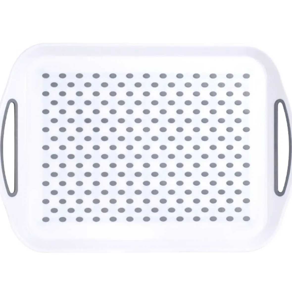 Gifi Plateau antidérapant avec poignées blanc et gris| Vaisselle Et Accessoires De Table