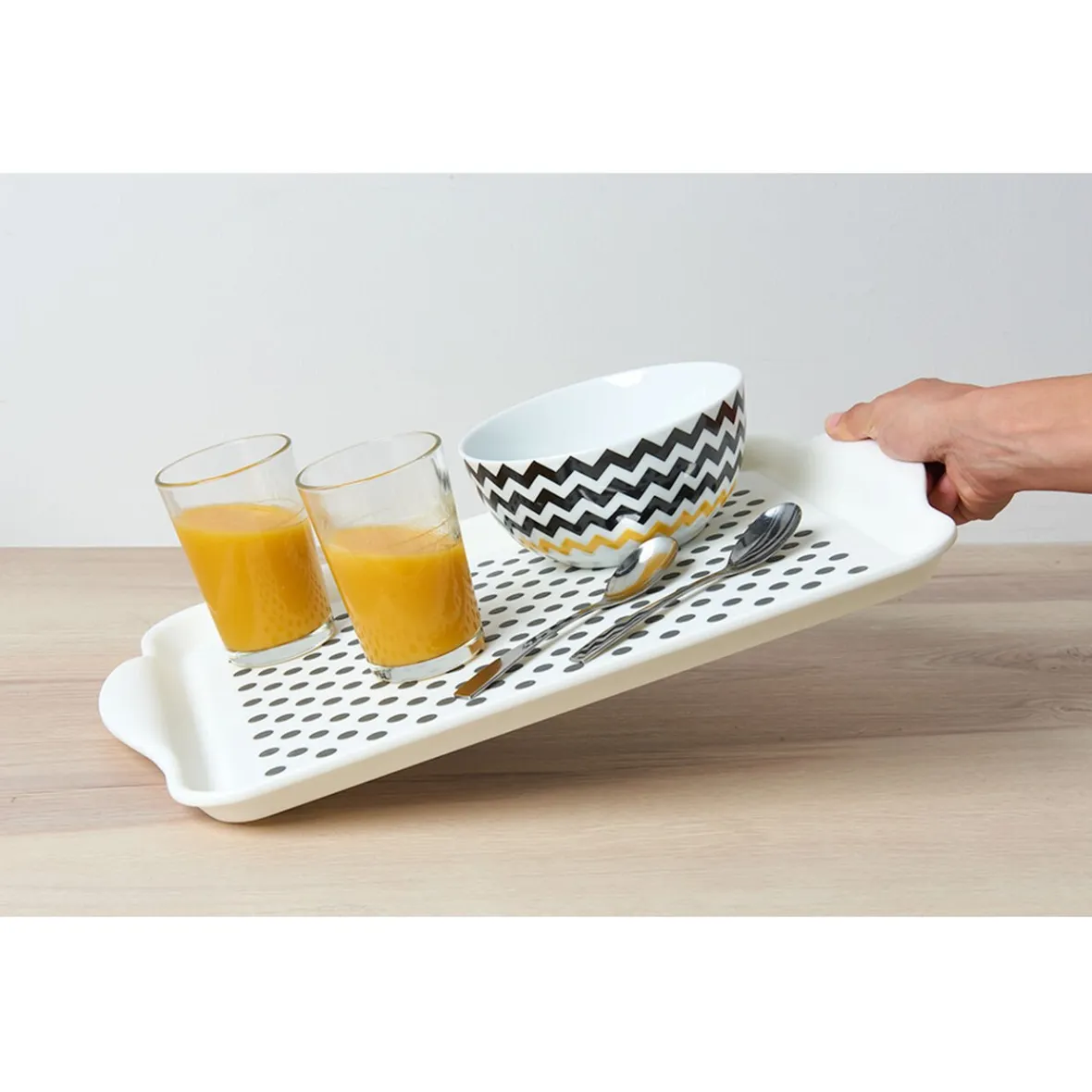 Vaisselle Et Accessoires De Table<Gifi Plateau antidérapant blanc et gris