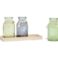 Gifi Plateau avec 3 photophores multicolores| Vaisselle Et Accessoires De Table