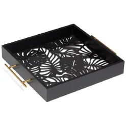Gifi Plateau avec motif tropical ajouré et fond en verre| Vaisselle Et Accessoires De Table