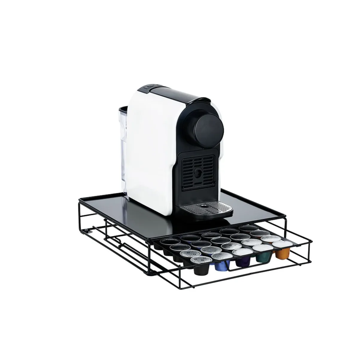 Rangement De Cuisine<Gifi Plateau avec tiroir à capsules en métal noir