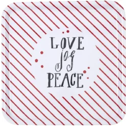Gifi Plateau carré motif rayure rouge inscription Love Jog Peace| Vaisselle Et Accessoires De Table