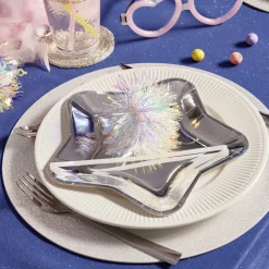 Gifi Plateau carton étoile argenté Ø24,5cm x6| Vaisselle Et Accessoires De Table