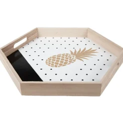 Vaisselle Et Accessoires De Table<Gifi Plateau déco ananas or et pois noirs