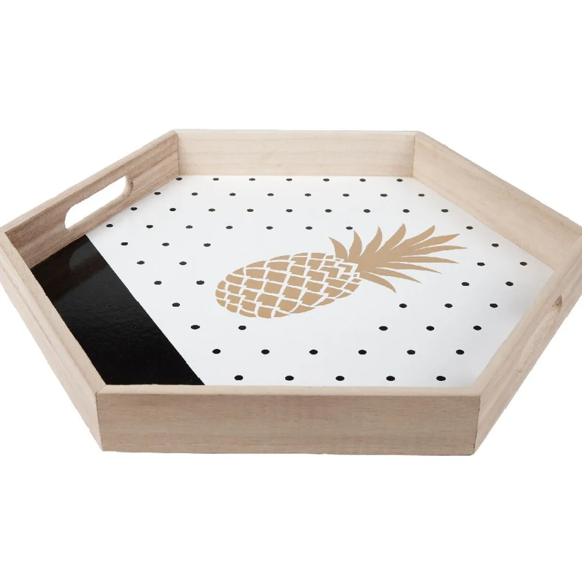 Vaisselle Et Accessoires De Table<Gifi Plateau déco ananas or et pois noirs
