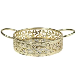 Gifi Plateau déco dorée fond en verre avec poignées| Vaisselle Et Accessoires De Table