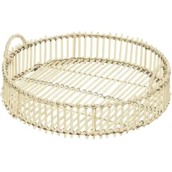 Gifi Plateau déco rond en bambou et métal| Vaisselle Et Accessoires De Table