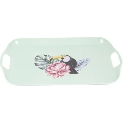 Gifi Plateau de service bleu motif oiseau tropical| Vaisselle Et Accessoires De Table