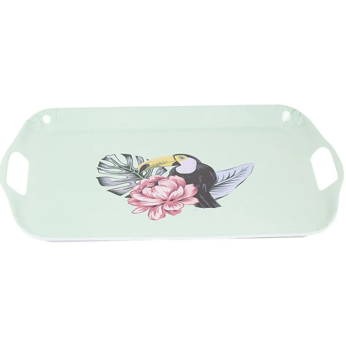 Gifi Plateau de service bleu motif oiseau tropical| Vaisselle Et Accessoires De Table