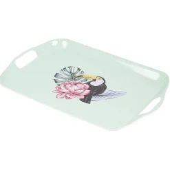 Gifi Plateau de service bleu motif oiseau tropical| Vaisselle Et Accessoires De Table