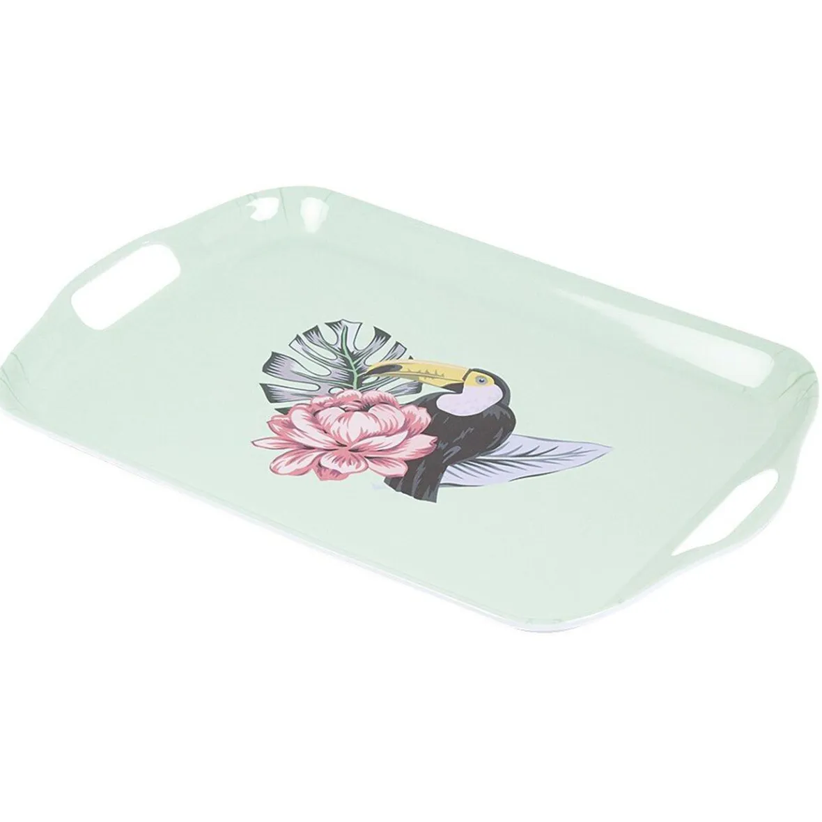 Gifi Plateau de service bleu motif oiseau tropical| Vaisselle Et Accessoires De Table