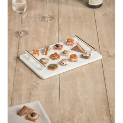 Vaisselle Et Accessoires De Table<Gifi Plateau de service en marbre blanc avec anses doré