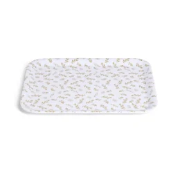 Vaisselle Et Accessoires De Table<Gifi Plateau de service rectangulaire mélaminé blanc motif feuillage doré 21x28cm
