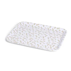 Vaisselle Et Accessoires De Table<Gifi Plateau de service rectangulaire mélaminé blanc motif feuillage doré 21x28cm