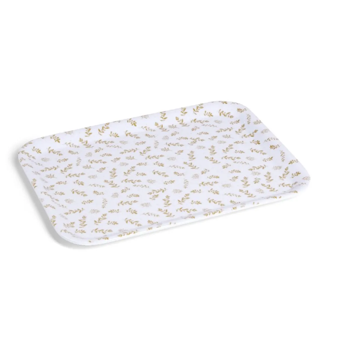 Vaisselle Et Accessoires De Table<Gifi Plateau de service rectangulaire mélaminé blanc motif feuillage doré 21x28cm