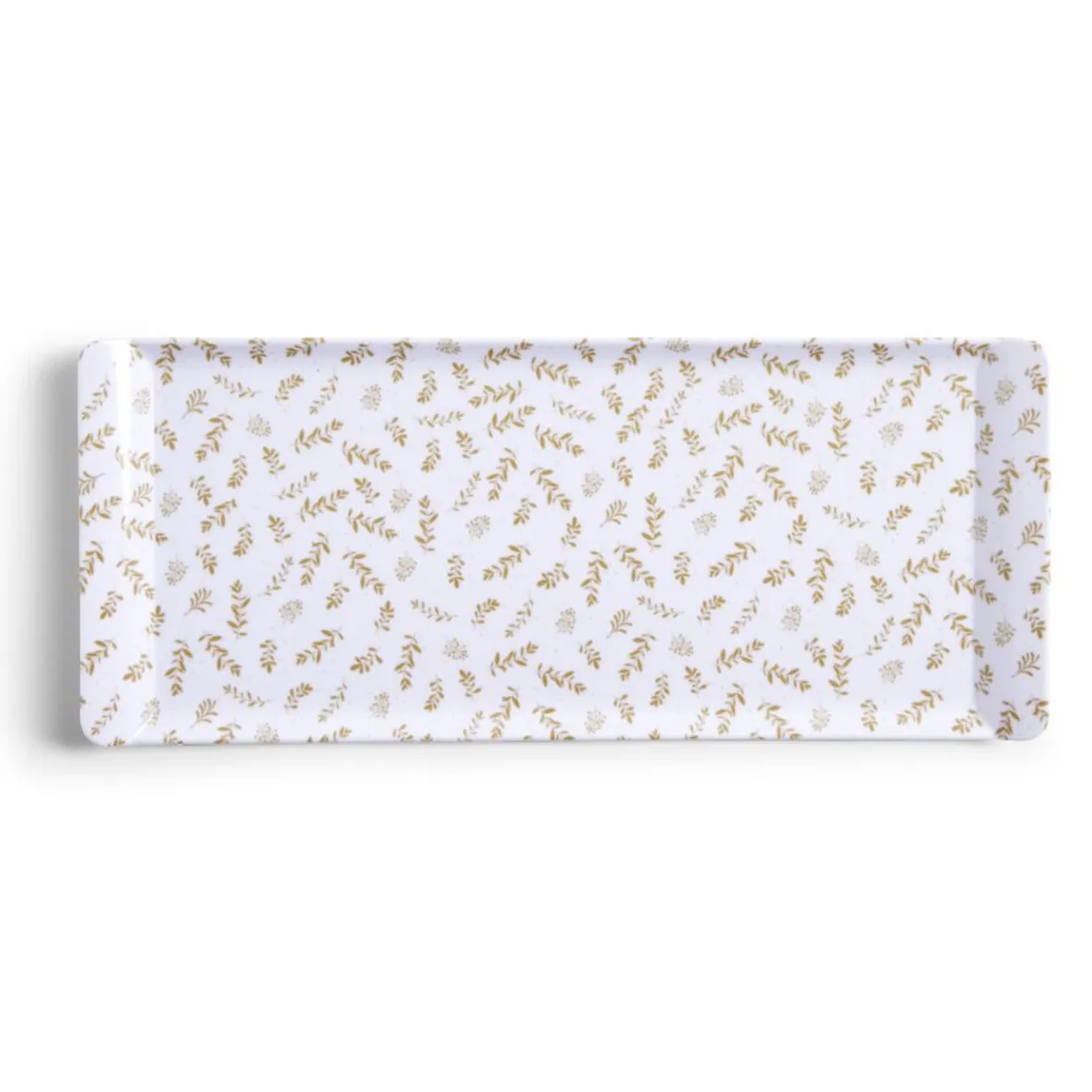 Vaisselle Et Accessoires De Table<Gifi Plateau de service rectangulaire mélaminé blanc motif feuillage doré 18x37,5cm