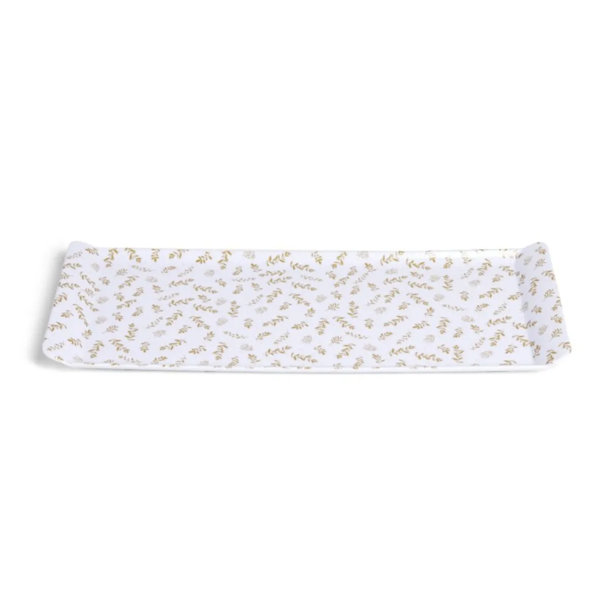 Vaisselle Et Accessoires De Table<Gifi Plateau de service rectangulaire mélaminé blanc motif feuillage doré 18x37,5cm