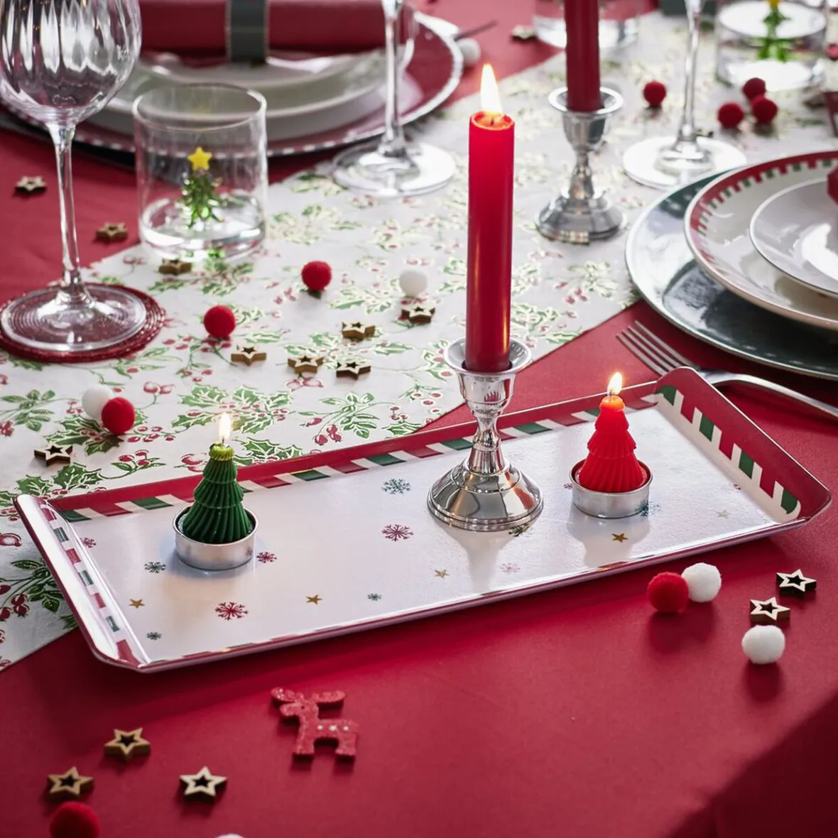 Vaisselle Et Accessoires De Table<Gifi Plateau de service rectangulaire mélaminé Noël traditionnel 18,8x37,4cm