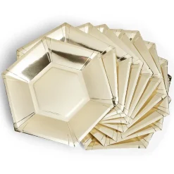 Gifi Plateau hexagonal carton doré métallisé Ø26cm x10| Vaisselle Et Accessoires De Table