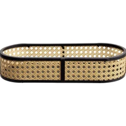 Gifi Plateau ovale cannage rotin naturel noir| Vaisselle Et Accessoires De Table