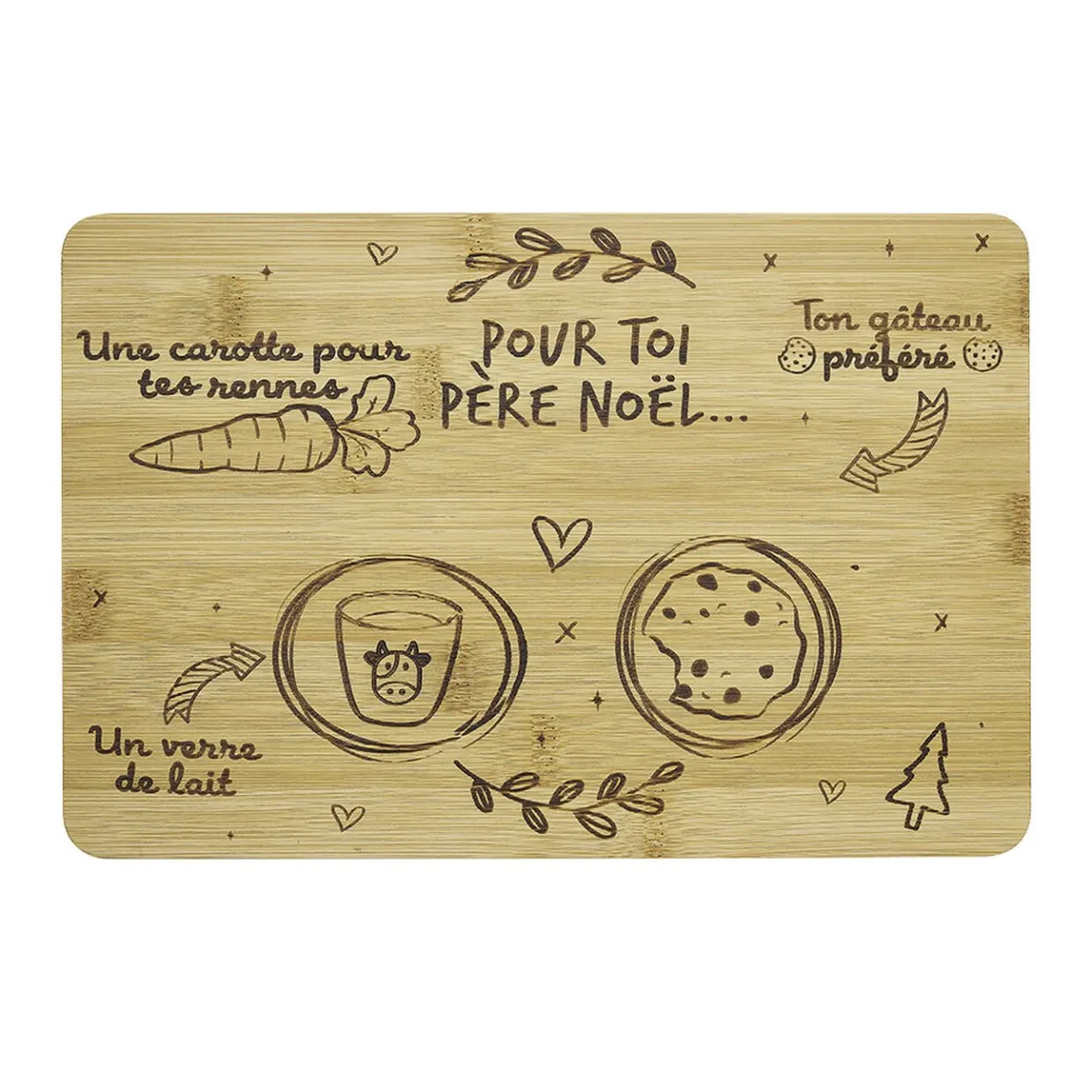 Gifi Plateau Père Noël en bambou| Vaisselle Et Accessoires De Table