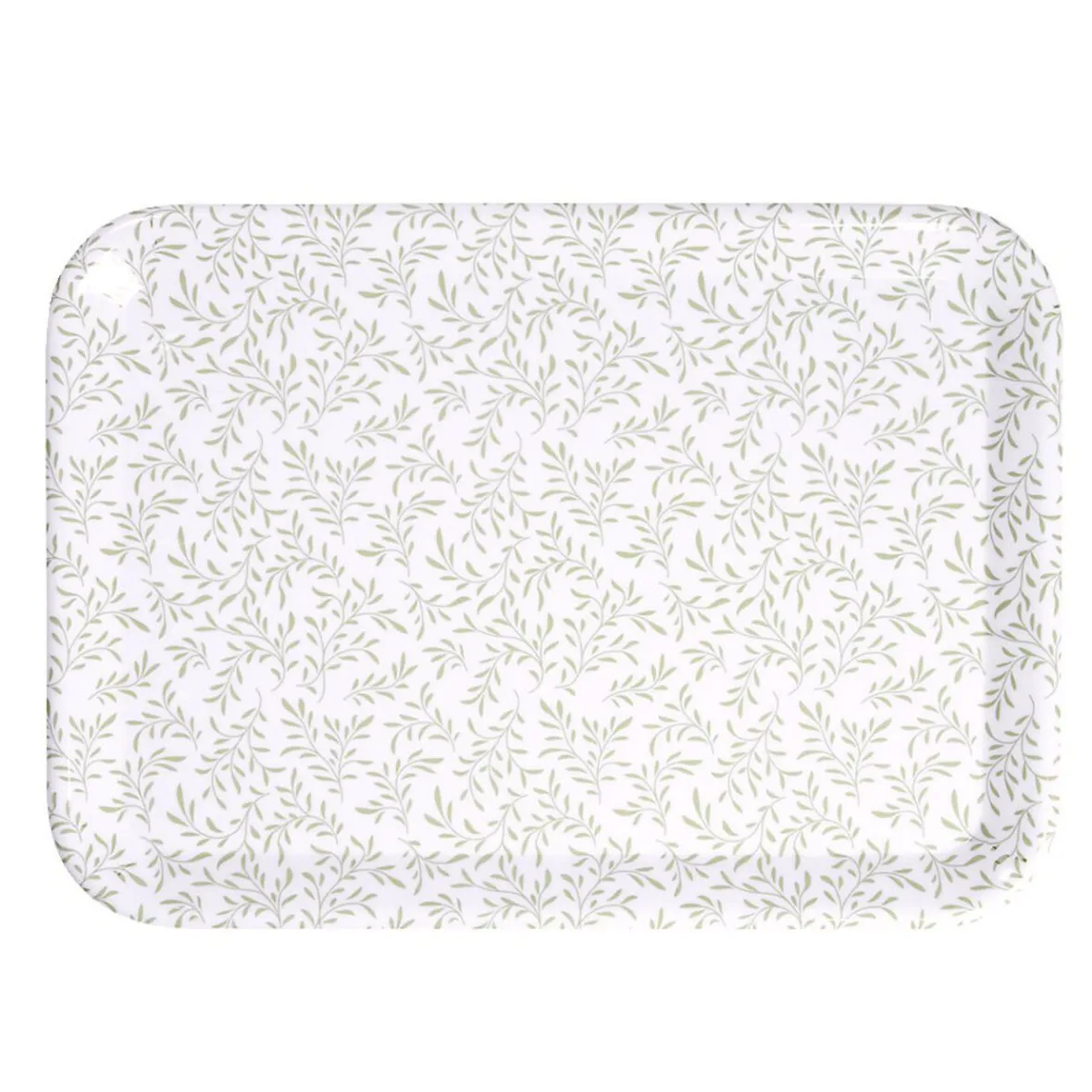 Vaisselle Et Accessoires De Table<Gifi Plateau rectangulaire motif feuillage blanc et vert 27x38cm