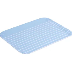 Gifi Plateau rectangulaire plastique rayure blanc et bleu 29x22cm| Vaisselle Et Accessoires De Table