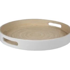 Vaisselle Et Accessoires De Table<Gifi Plateau rond bambou bicolore blanc naturel