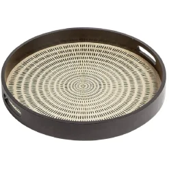 Gifi Plateau rond en mdf design noir naturel Ø38 cm| Vaisselle Et Accessoires De Table