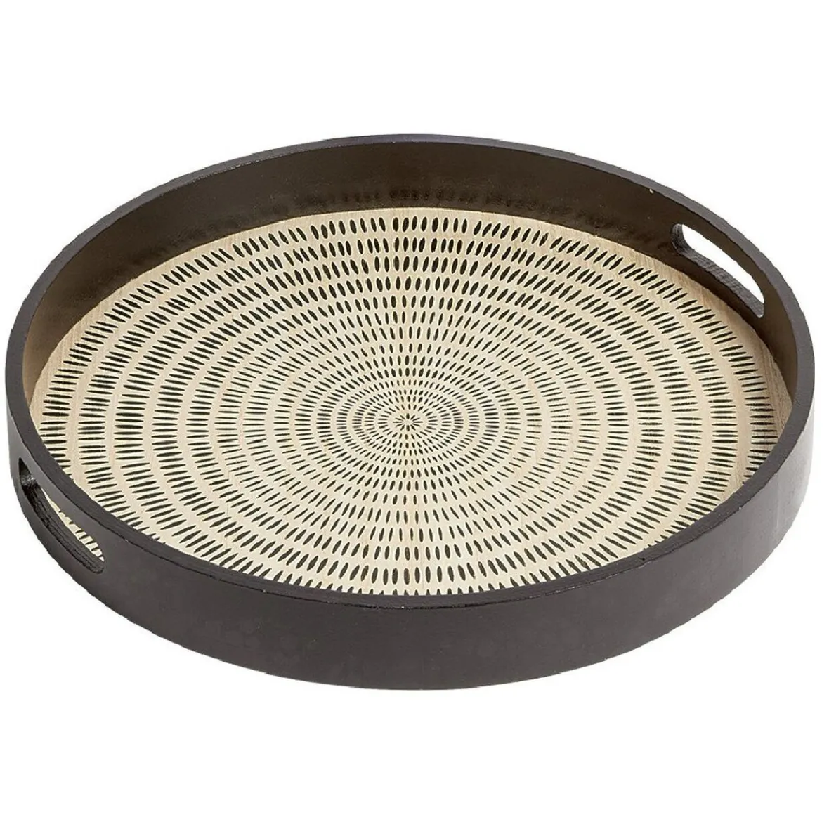 Gifi Plateau rond en mdf design noir naturel Ø38 cm| Vaisselle Et Accessoires De Table