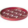 Gifi Plateau rond inspiration orientale en métal et bois rouge ou gris| Vaisselle Et Accessoires De Table