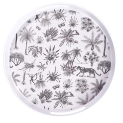 Vaisselle Et Accessoires De Table<Gifi Plateau rond mélaminé motif savane blanc et noir Ø34,5xH5cm