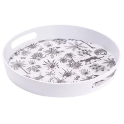 Vaisselle Et Accessoires De Table<Gifi Plateau rond mélaminé motif savane blanc et noir Ø34,5xH5cm