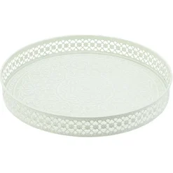 Gifi Plateau rond métal motif mandala rose gris ou vert| Vaisselle Et Accessoires De Table