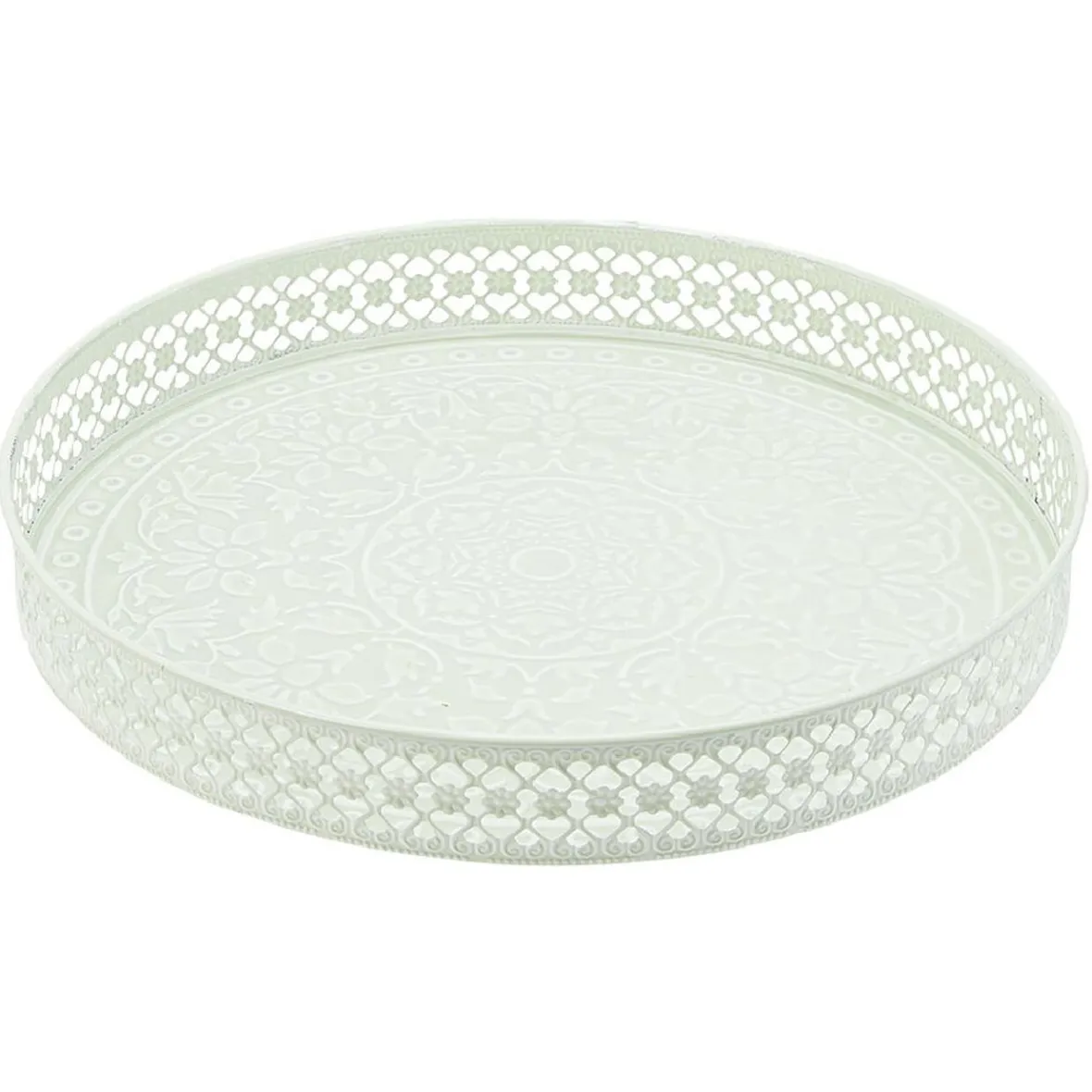 Gifi Plateau rond métal motif mandala rose gris ou vert| Vaisselle Et Accessoires De Table
