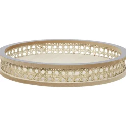 Gifi Plateau rond rotin et osier Ø30cm naturel et gris| Vaisselle Et Accessoires De Table