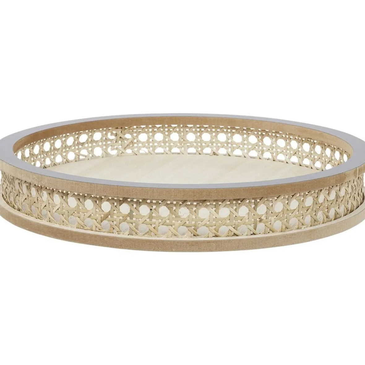 Gifi Plateau rond rotin et osier Ø30cm naturel et gris| Vaisselle Et Accessoires De Table