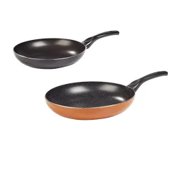Cuisson<Gifi Poêle effet pierre noire et orange x2