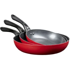 Cuisson<Gifi Poêles rouges et noires x3