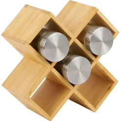 Vaisselle Et Accessoires De Table<Gifi Porte épice 5 cases bambou 17x17xH9cm