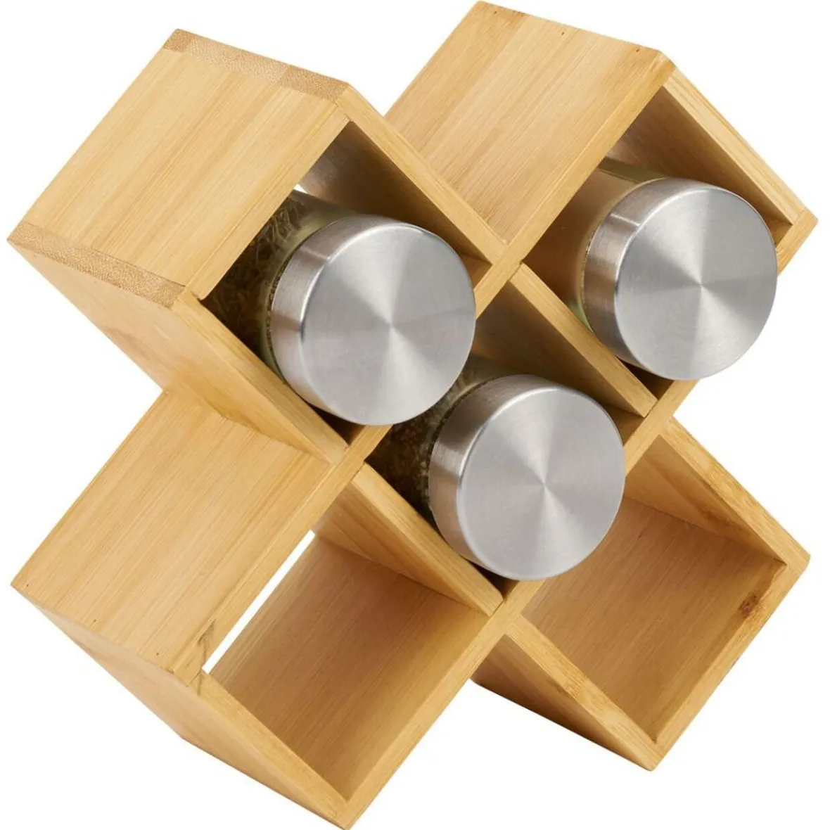 Vaisselle Et Accessoires De Table<Gifi Porte épice 5 cases bambou 17x17xH9cm