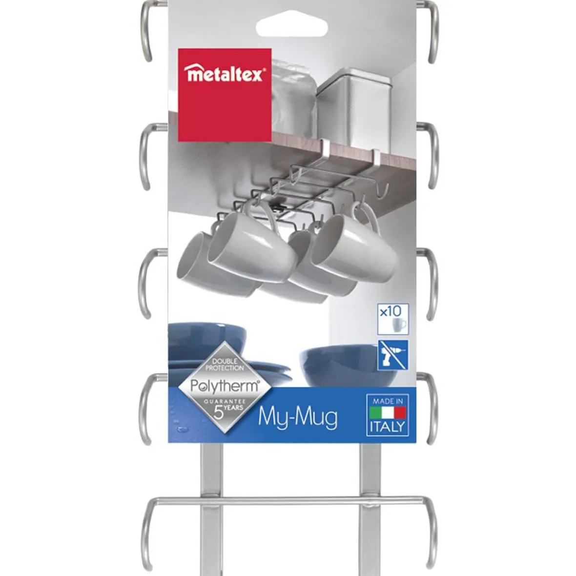 Rangement De Cuisine<Gifi Porte tasse x10 Metaltex à fixer sur étagère