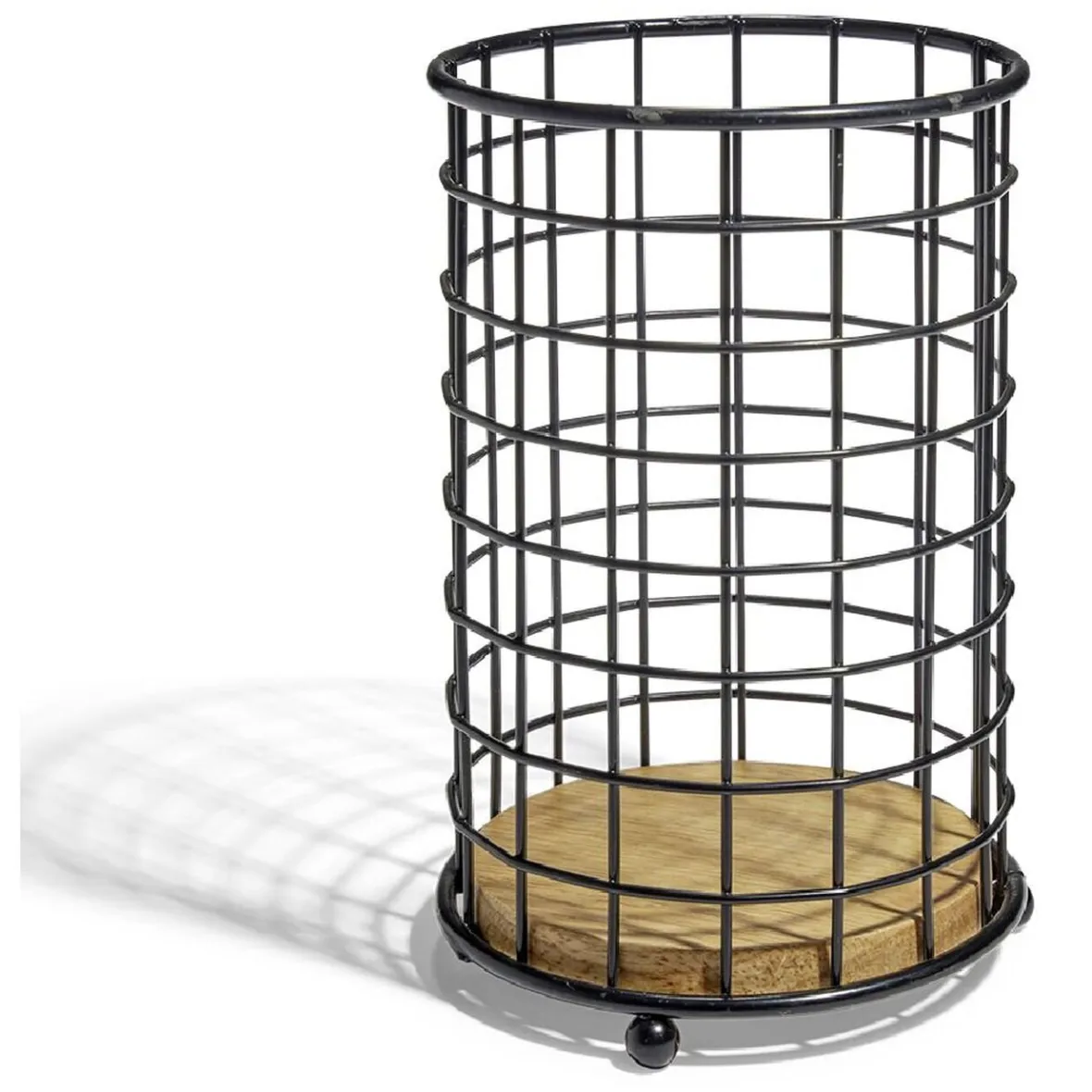 Rangement De Cuisine<Gifi Porte ustensiles bambou et métal noir Ø11,3xH17cm