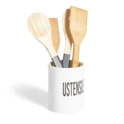 Rangement De Cuisine<Gifi Pot à ustensiles dolomite blanc Ø10xH13,2cm