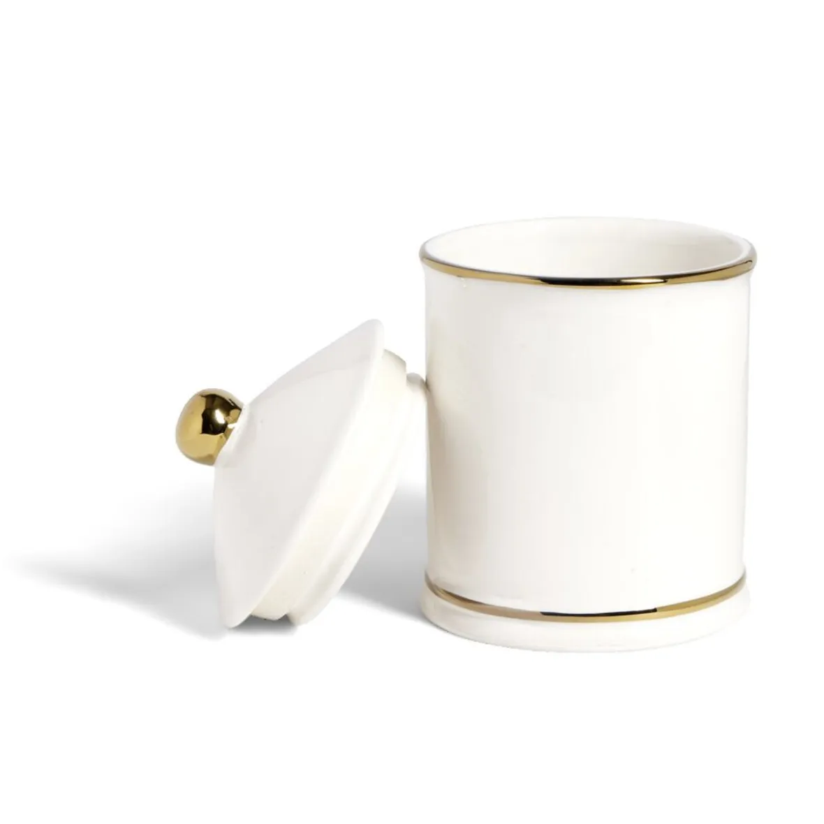 Conservation Alimentaire<Gifi Pot céramique avec couvercle en blanc et bord doré Ø11,5xH17,5cm