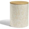 Conservation Alimentaire<Gifi Pot de conservation 1,6L grès motif feuillage couvercle bambou Ø12xH14,5cm