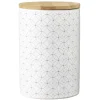 Conservation Alimentaire<Gifi Pot en céramique blanc à motif gris avec couvercle en bois H14 cm