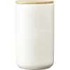 Conservation Alimentaire<Gifi Pot en céramique blanc avec couvercle en bois H16,5 cm
